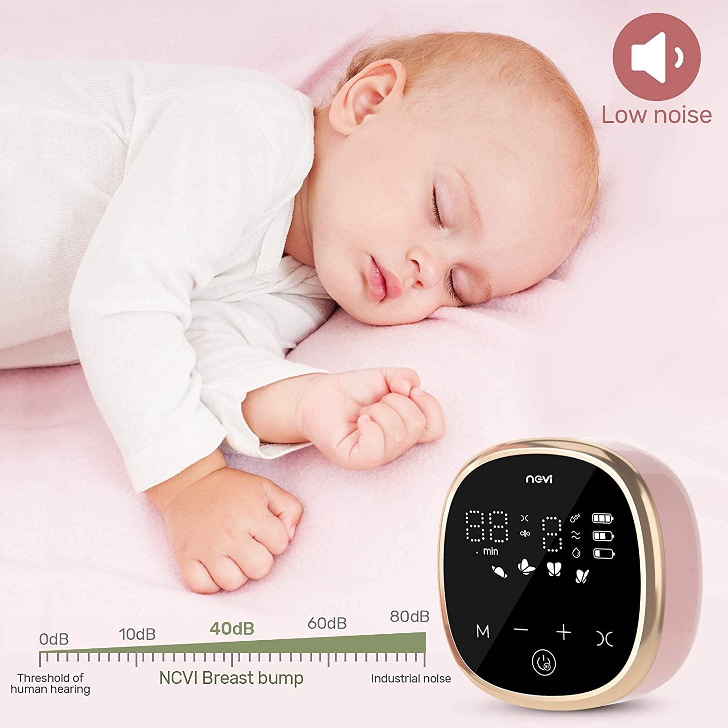 NCVI Double Electric Breast Pump 8782, Portable Anti-Backflow, with 4 Size Flanges, 4 Modes & 9 Levels, LED Display, 10 Breastmilk Storage Bags, Ultra-Quiet and Pain Free Breast Pumps - Image 7